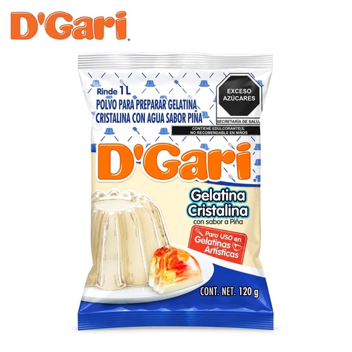 [POL-0033] Polvo para Preparar Gelatina D´gari Sabor Piña de Agua Cristalina 120gr