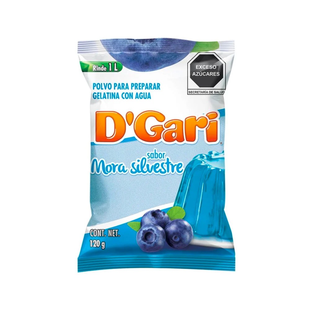 POLVO PARA PREPARAR GELATINA D´GARI SABOR MORA AZUL DE AGUA 120gr