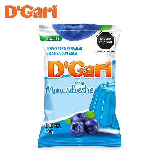 [POL-0028] Polvo para Preparar Gelatina D’Gari Sabor Mora Silvestre de Agua 120 g