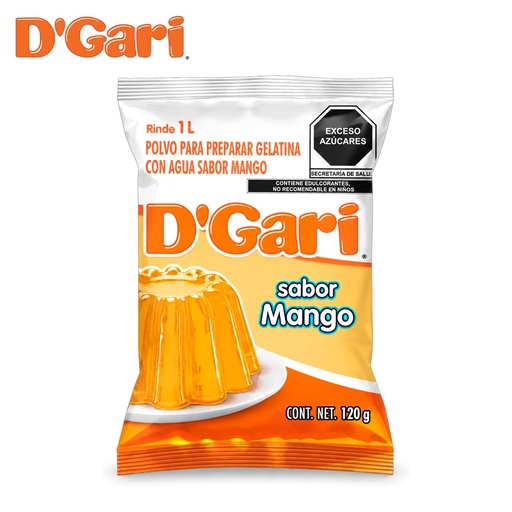 [POL-0025] Polvo para Preparar Gelatina D´gari Sabor Mango de Agua 120gr