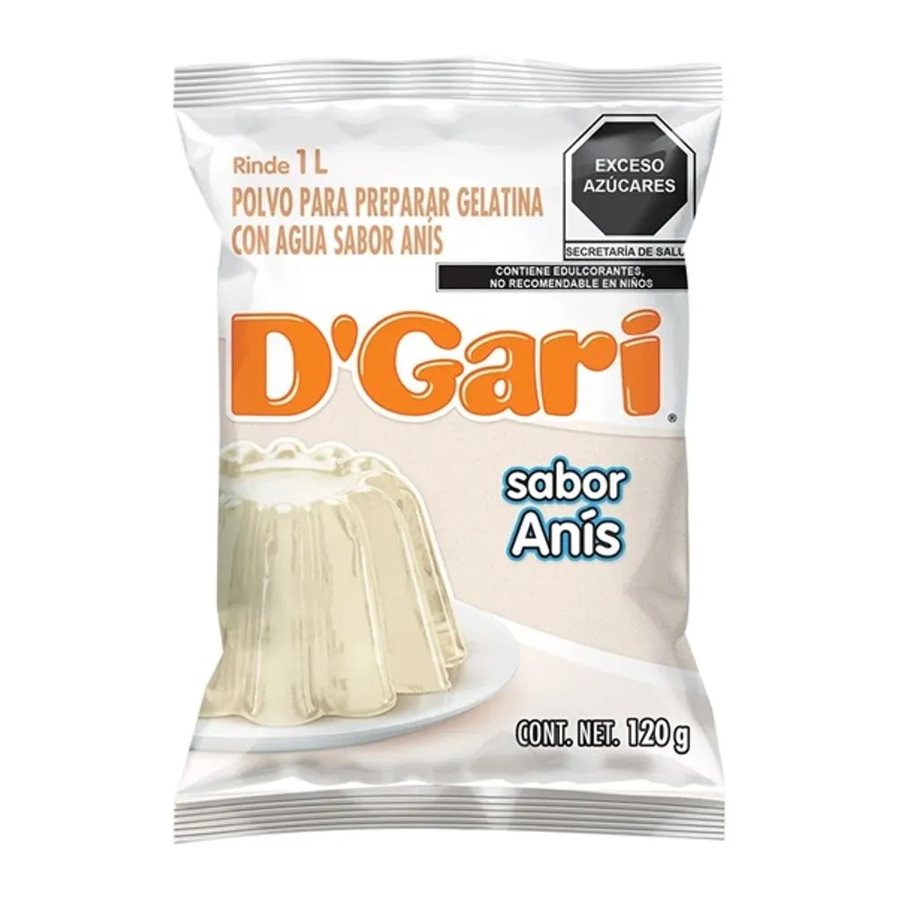 POLVO PARA PREPARAR GELATINA D´GARI SABOR ANÍS DE AGUA 120gr
