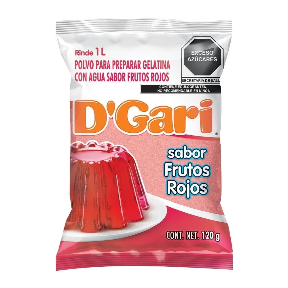 [POL-0020] POLVO PARA PREPARAR GELATINA D´GARI SABOR FRUTOS ROJOS DE AGUA 120gr