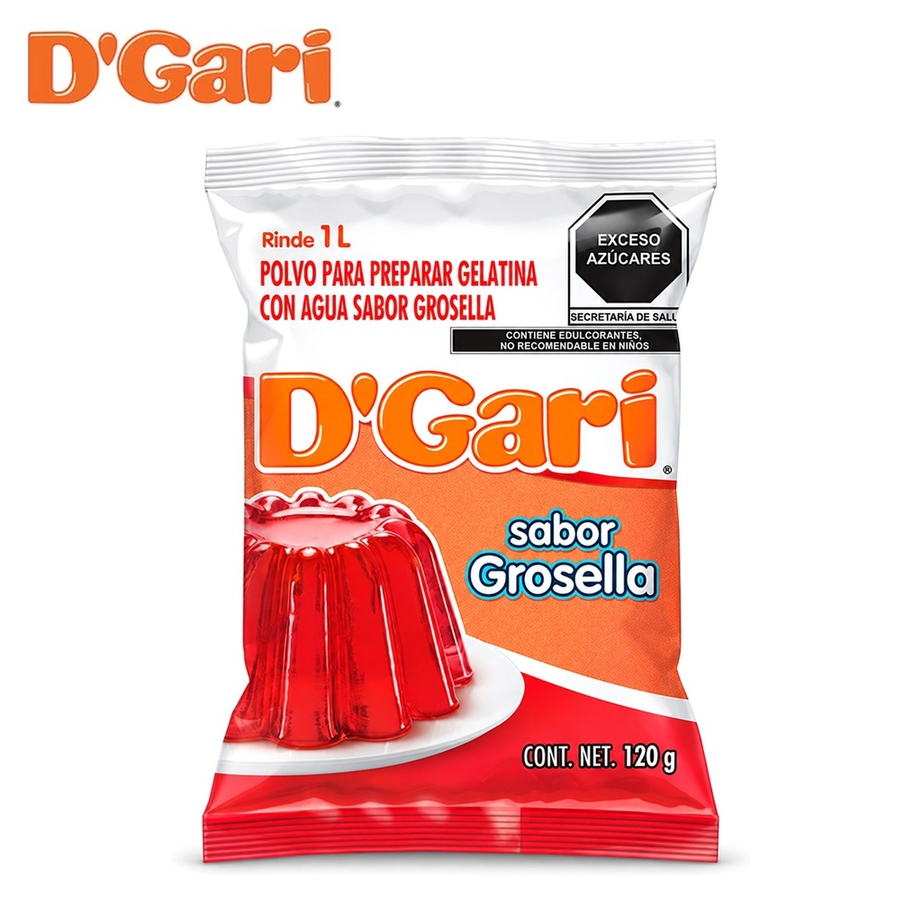 Polvo para Preparar Gelatina D´gari Sabor Grosella de Agua 120gr