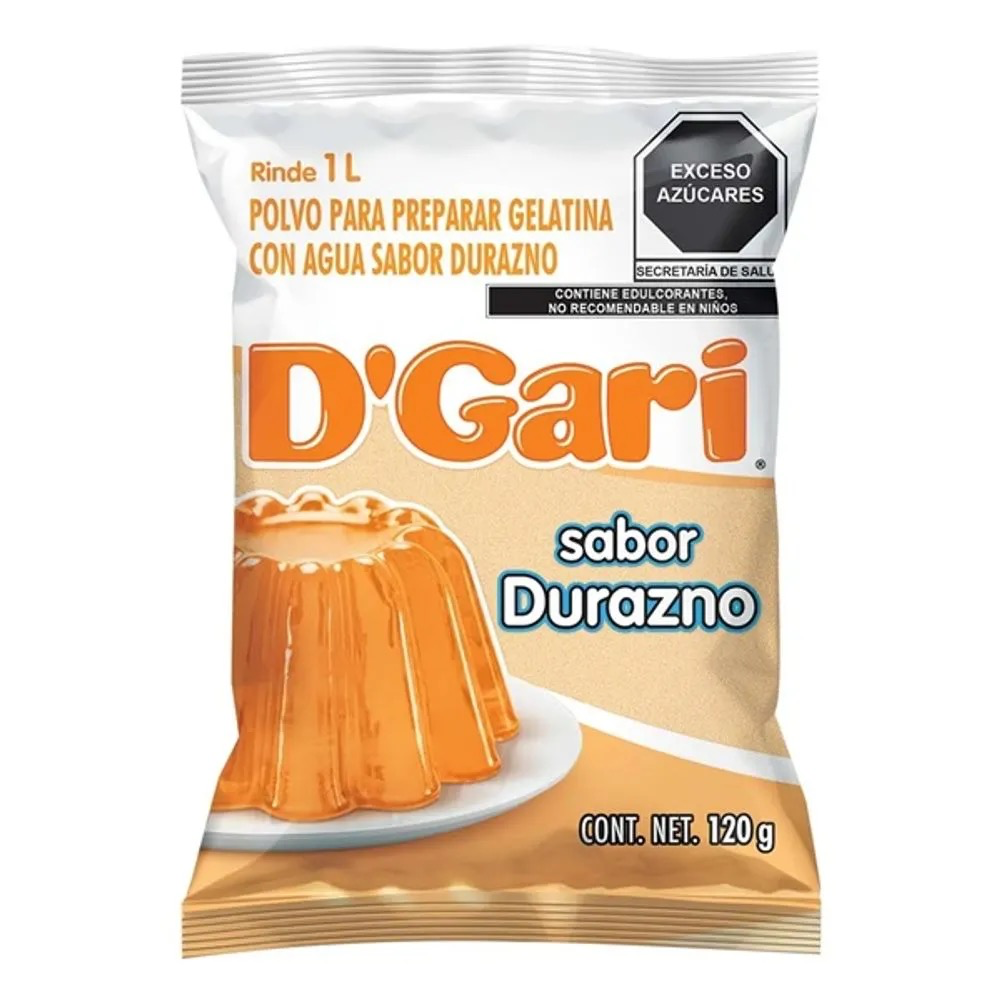 POLVO PARA PREPARAR GELATINA D´GARI SABOR DURAZNO DE AGUA 120gr