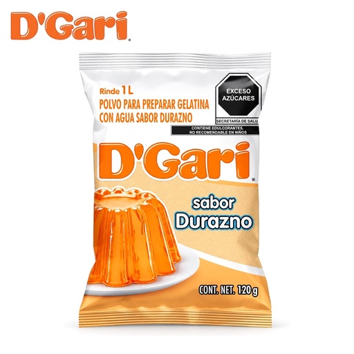 [POL-0017] Polvo para Preparar Gelatina D´gari Sabor Durazno de Agua 120gr