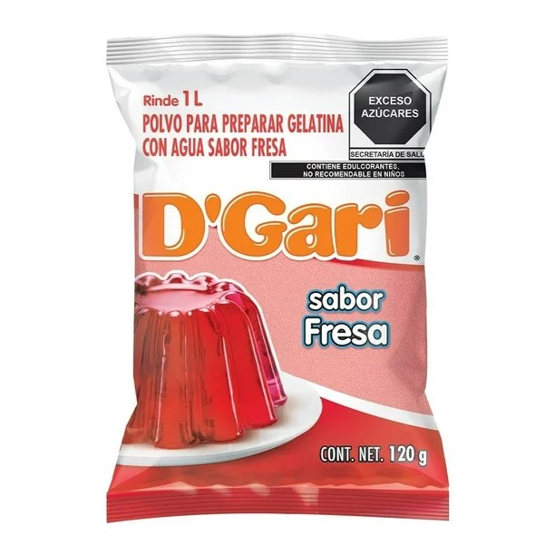 POLVO PARA PREPARAR GELATINA D´GARI SABOR FRESA DE AGUA 120gr