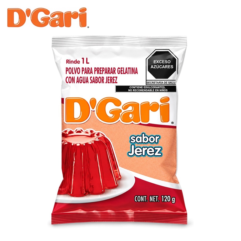 Polvo para Preparar Gelatina D´gari Sabor Jerez de Agua 120gr
