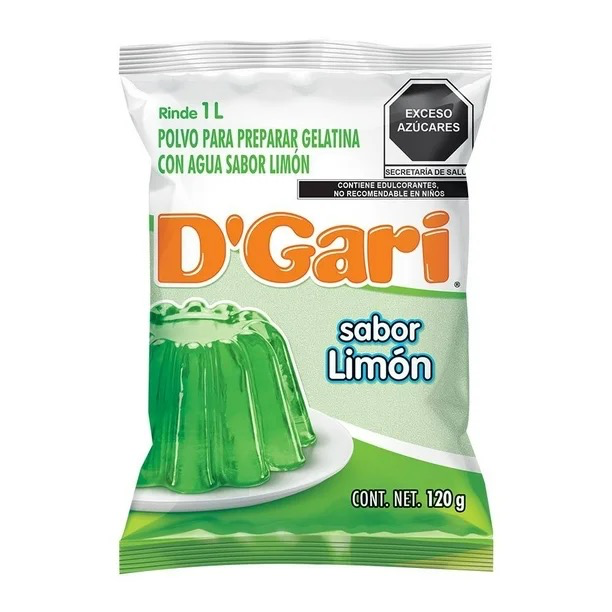 POLVO PARA PREPARAR GELATINA D´GARI SABOR LIMÓN DE AGUA 120gr