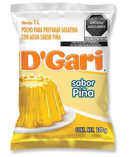 [POL-0032] POLVO PARA PREPARAR GELATINA D´GARI SABOR PIÑA DE AGUA 120gr