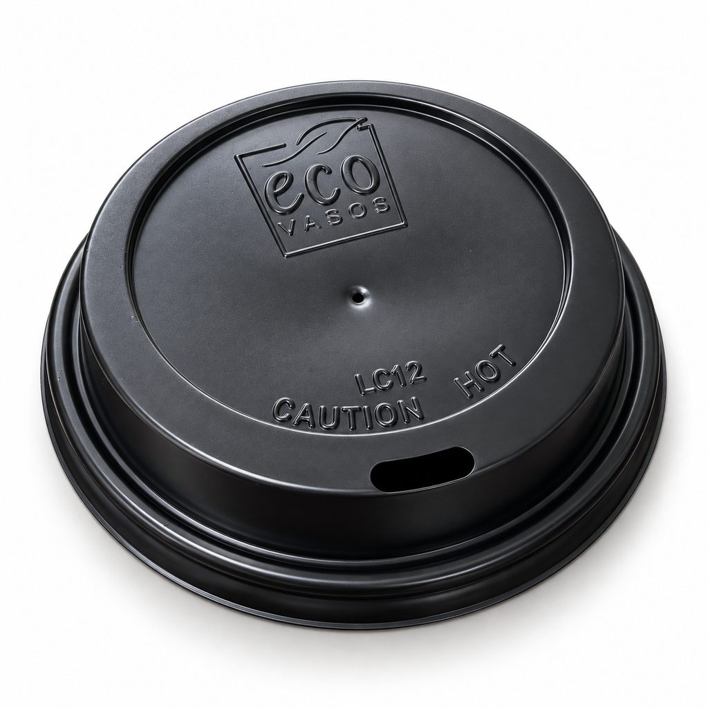 Tapa Negra 12oz (LC12) Capuchino para Vaso de Papel Ecovaso C/50u