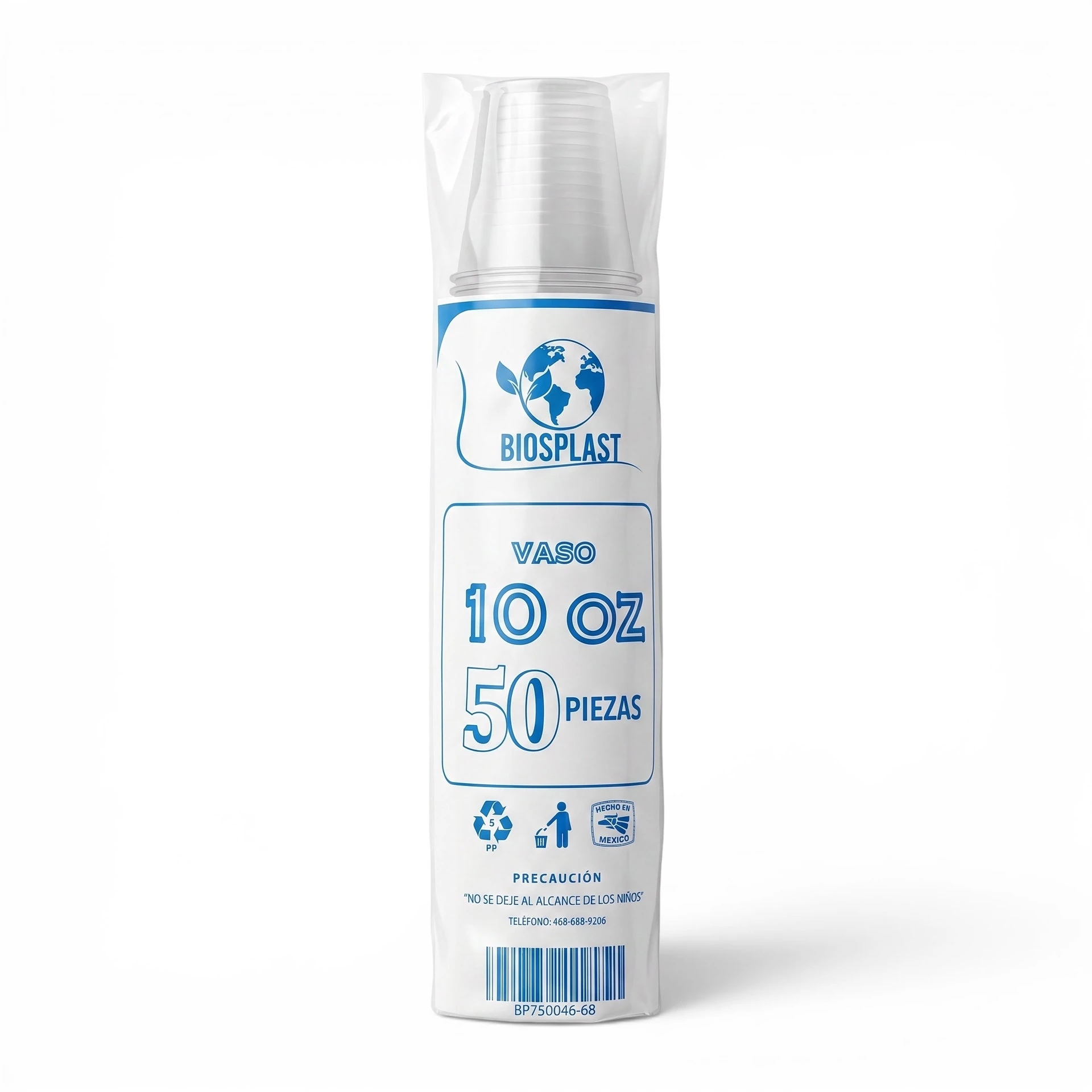 Vaso Plástico 10oz Bioplast 50u