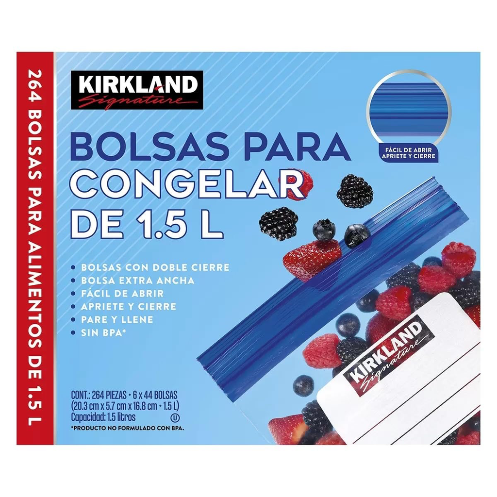 BOLSA TIPO ZIPLOC 1.5L KIRKLAND CAJA C/44 BOLSAS