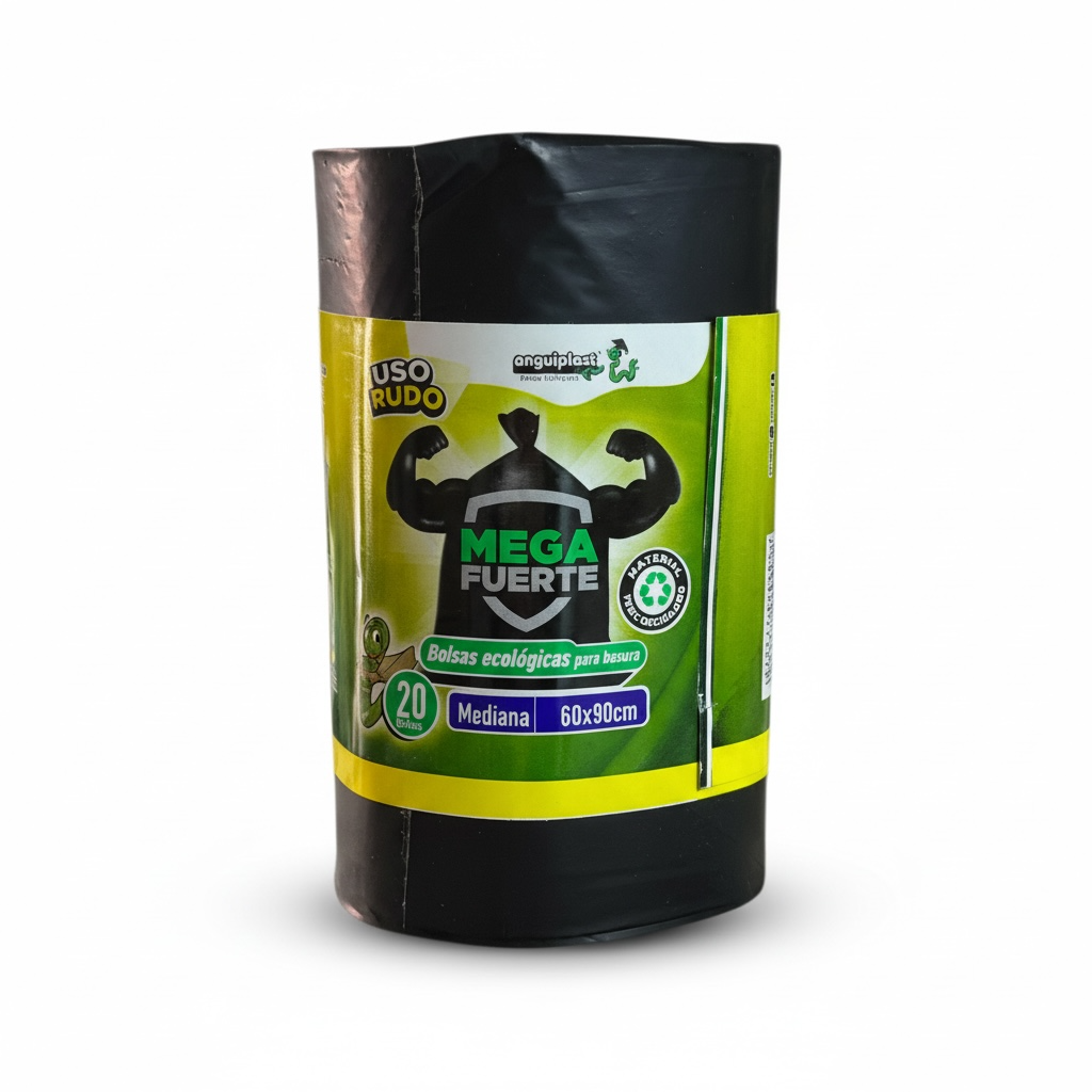 ROLLO BOLSA NEGRA PARA BASURA 60x90 MEGA FUERTE ANGUIPLAST C/20u