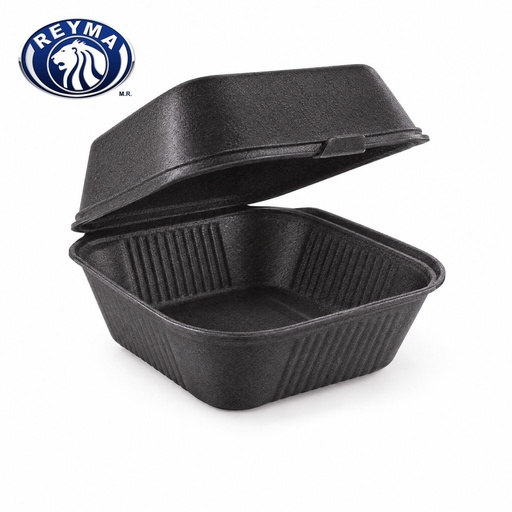 [CNUH-0398] Contenedor Negro Unicel Hamburguesero Reyma