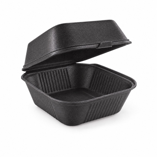 [CNUH-0398] Contenedor Negro Unicel Hamburguesero Reyma
