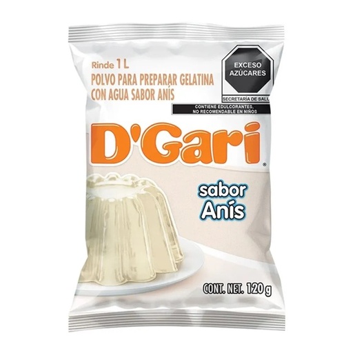 [POL-0027] Polvo para Preparar Gelatina D´gari Sabor Mazapan de Agua 120gr