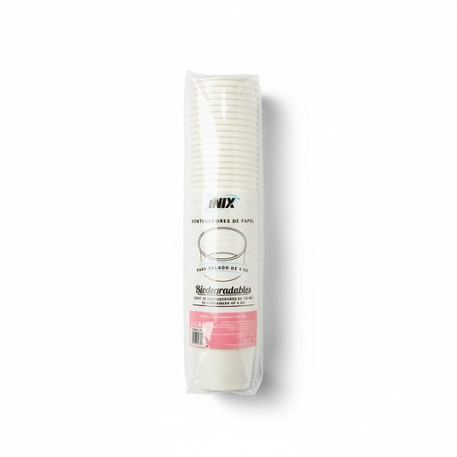 [EPB4-0551] Envase Papel Blanco 4OZ (CPH06-95)INIX 50PZ