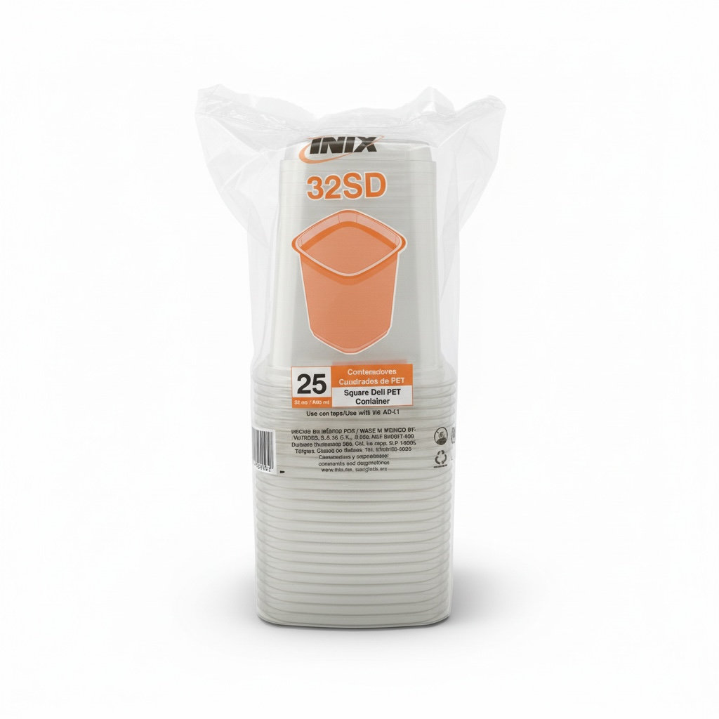 Envase Plástico Cuadrado Inix 32SD 1 Litro Inix C/25u