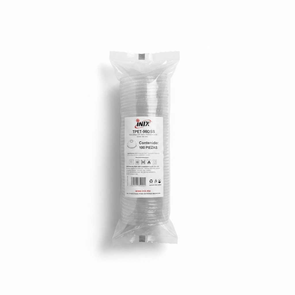 [TDVF-1064] TAPA DOMO VASO FRAPPÉ PET (TPET-98DSS) 16oz INIX C/100u