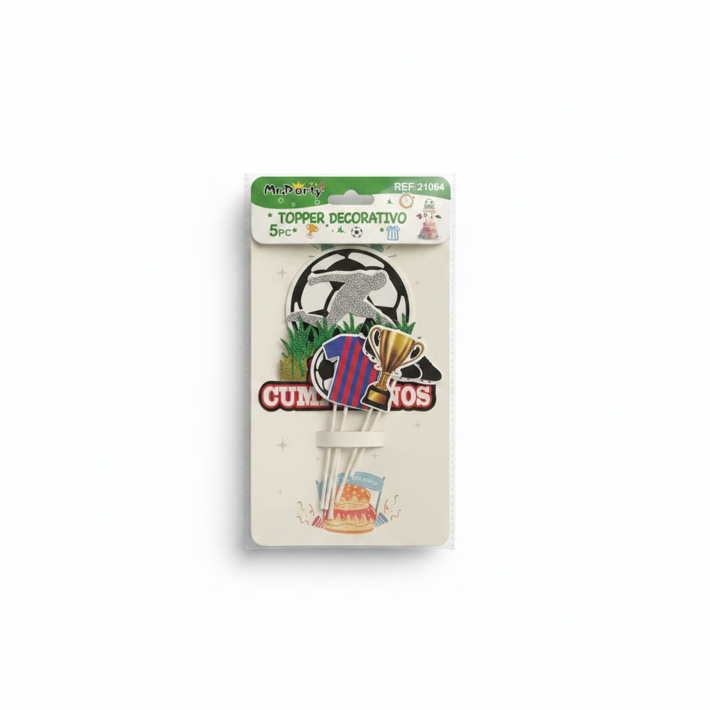 [APPS-0226] ADORNO PARA PASTEL SOCCER MULTICOLOR (21064) C/6u