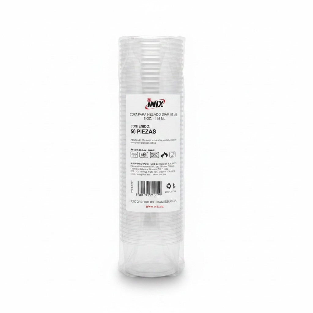 Vaso PET Sundae 5oz 148ml (V-PET-5-92H) Inix C/50u