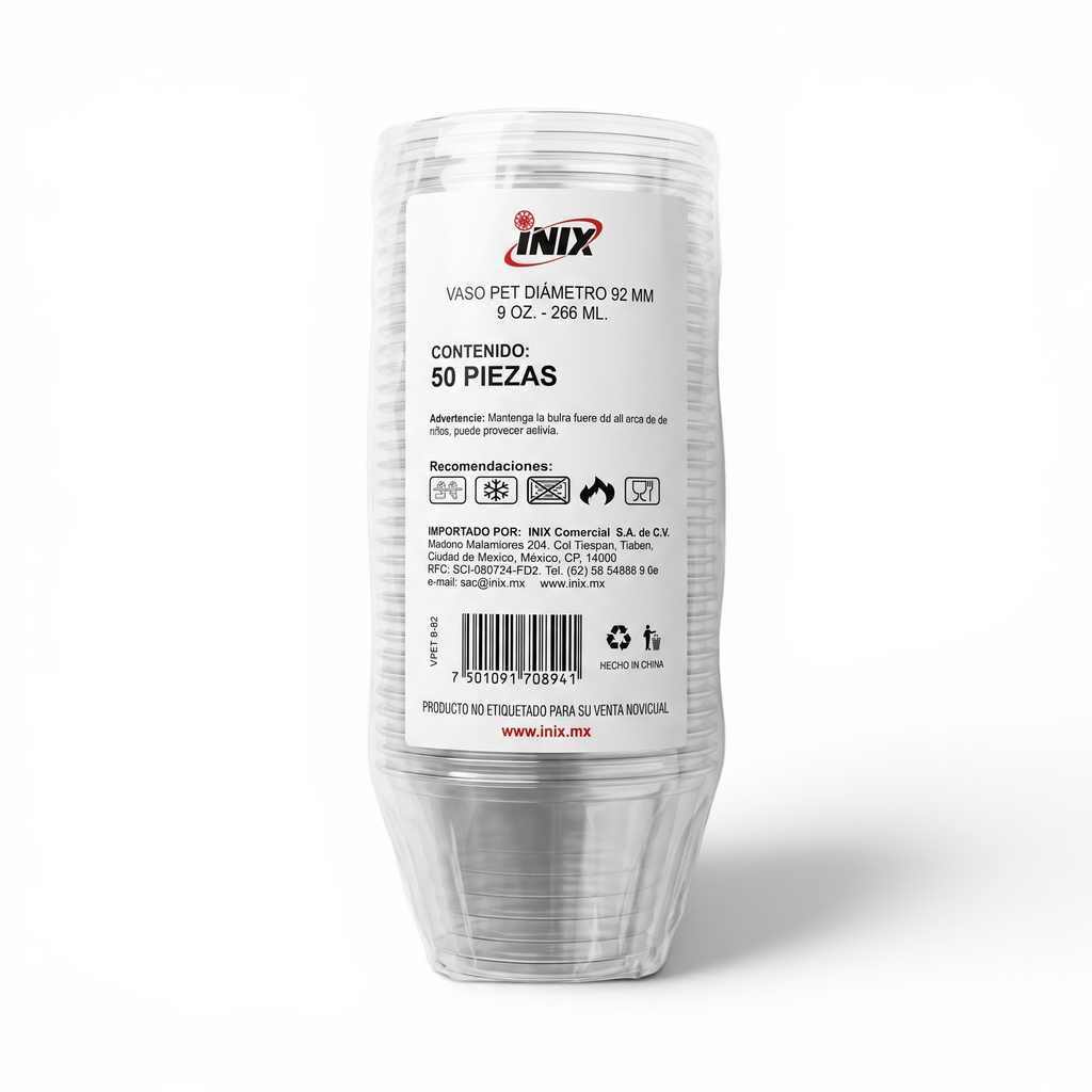 [VP9V-1174] VASO PET 9oz (V-PET-9-92) INIX C/50u