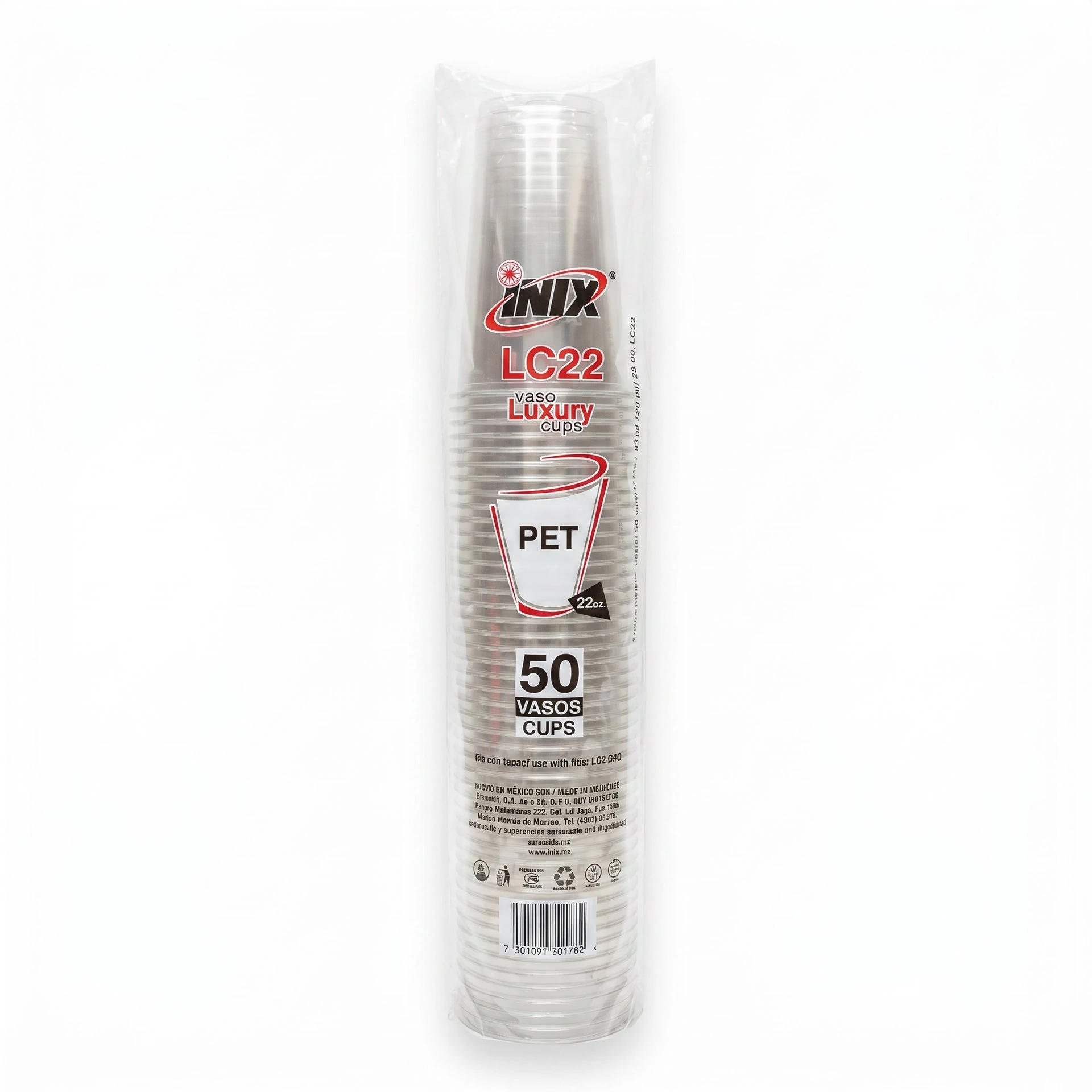 Vaso PET 22oz (LC22-500) Inix C/50u