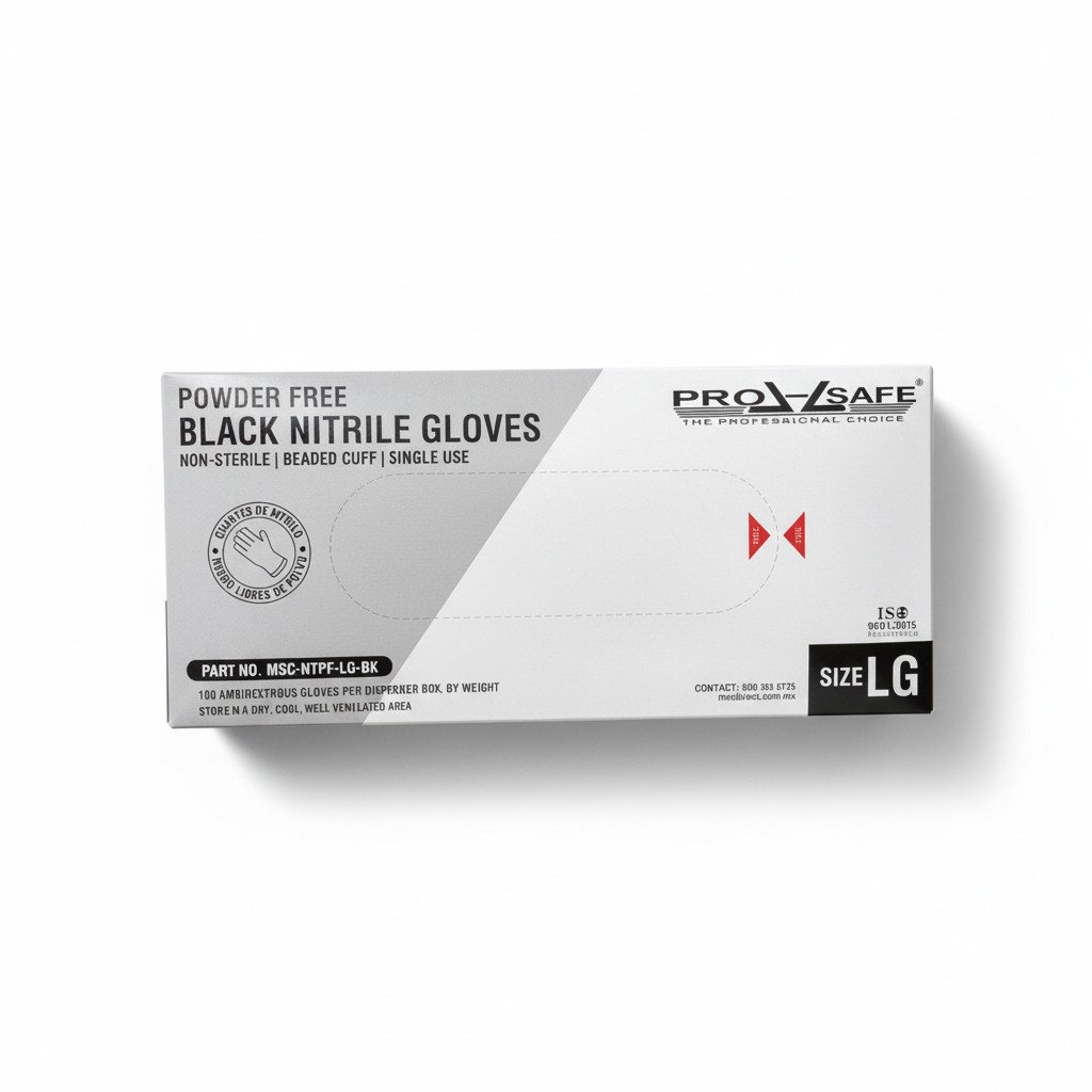 Guantes de Nitrilo Prosafe Color Negro C/100u