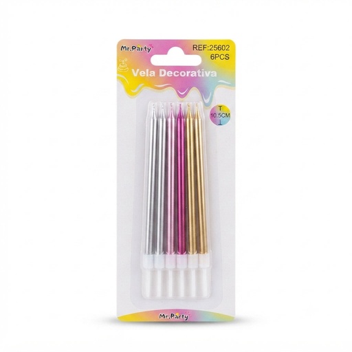 [VEL-MULTI-25602] Vela Cumpleaños Multicolor C/6u