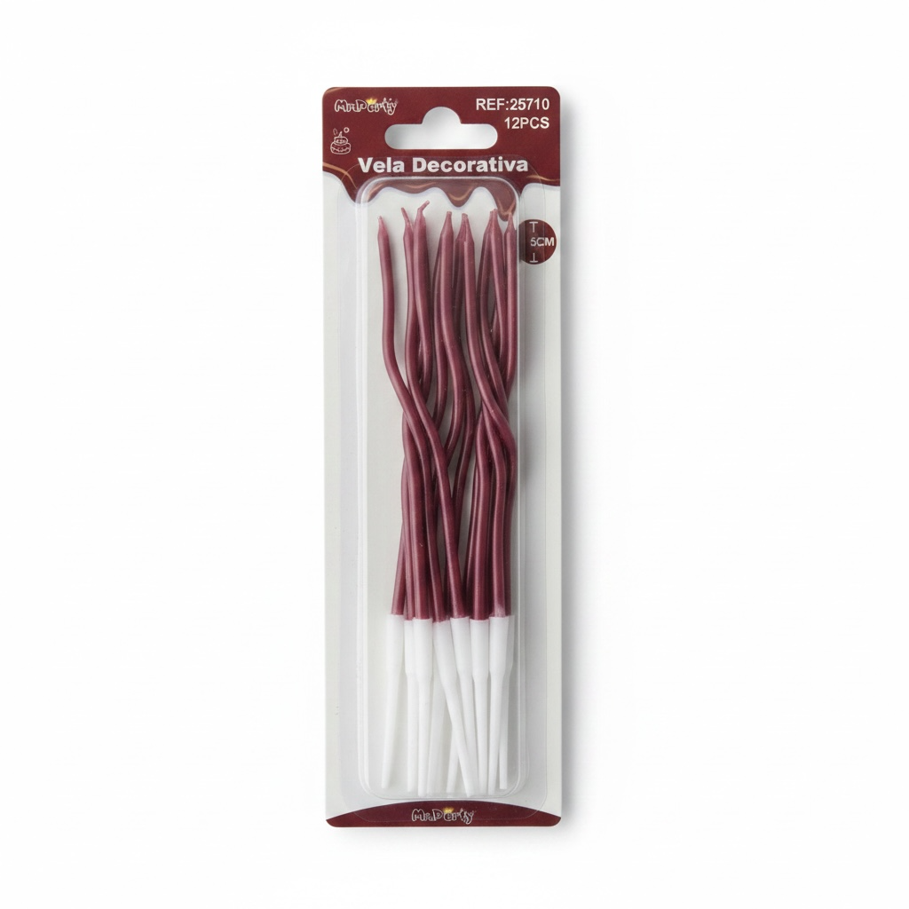 [VEL-ESP-MARR] VELA CUMPLEAÑOS ESPIRAL MARRON 12.5cm MR PARTY C/12u