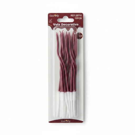 [VEL-ESP-MARR] Vela Cumpleaños Espiral Marron 12.5cm Mr Party C/12u