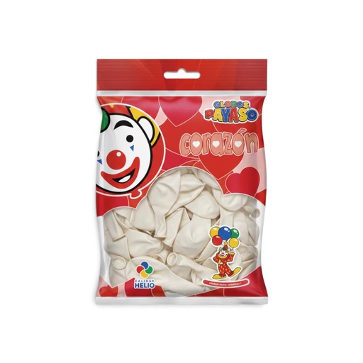 [GEFD-BLA-0644] Globo en Forma de Corazón 10" Blanco El Payaso C/50u
