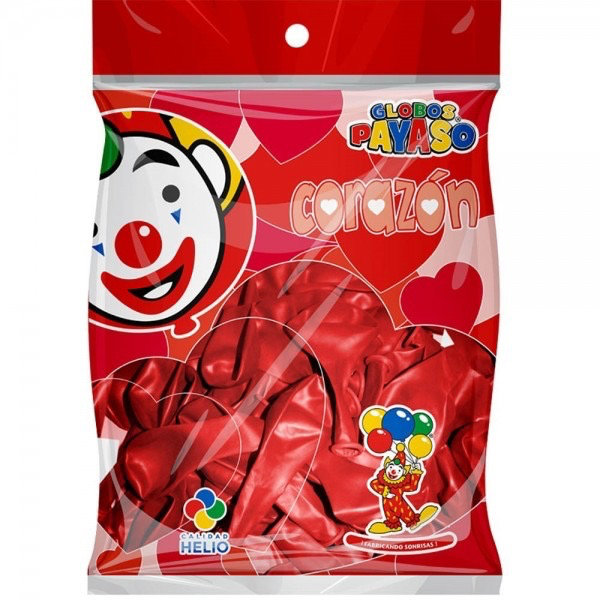 Globo en Forma de Corazón 10" Rojo El Payaso C/50u