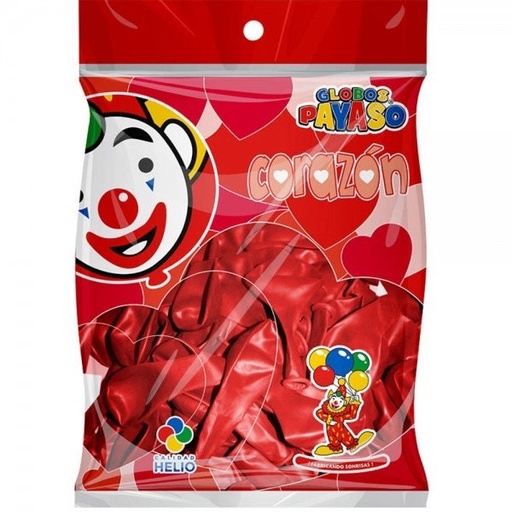 [GEFD-ROJ-0645] Globo en Forma de Corazón 10" Rojo El Payaso C/50u