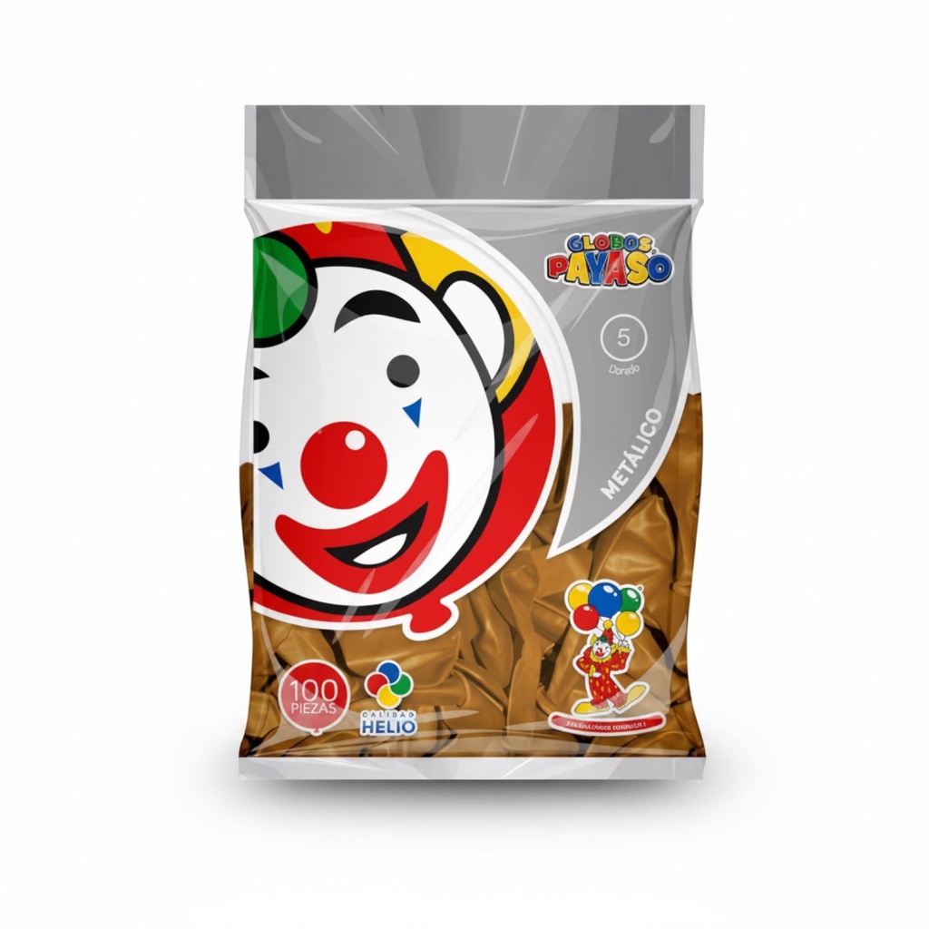 Globo Metálico #9 Dorado Metálico El Payaso C/50u