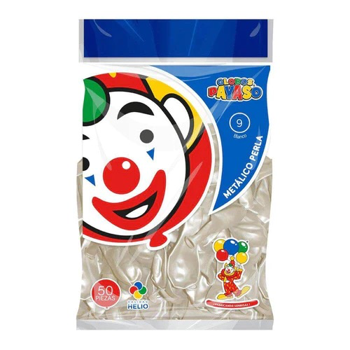 GLOBO METÁLICO #9 PERLA METÁLICO EL PAYASO C/50u