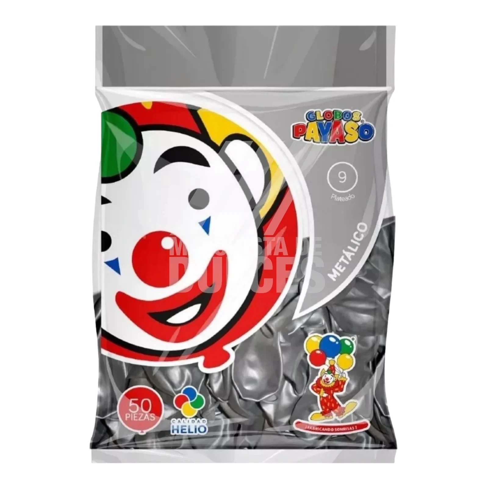 Globo Metálico #9 Plata Metálico El Payaso C/50u