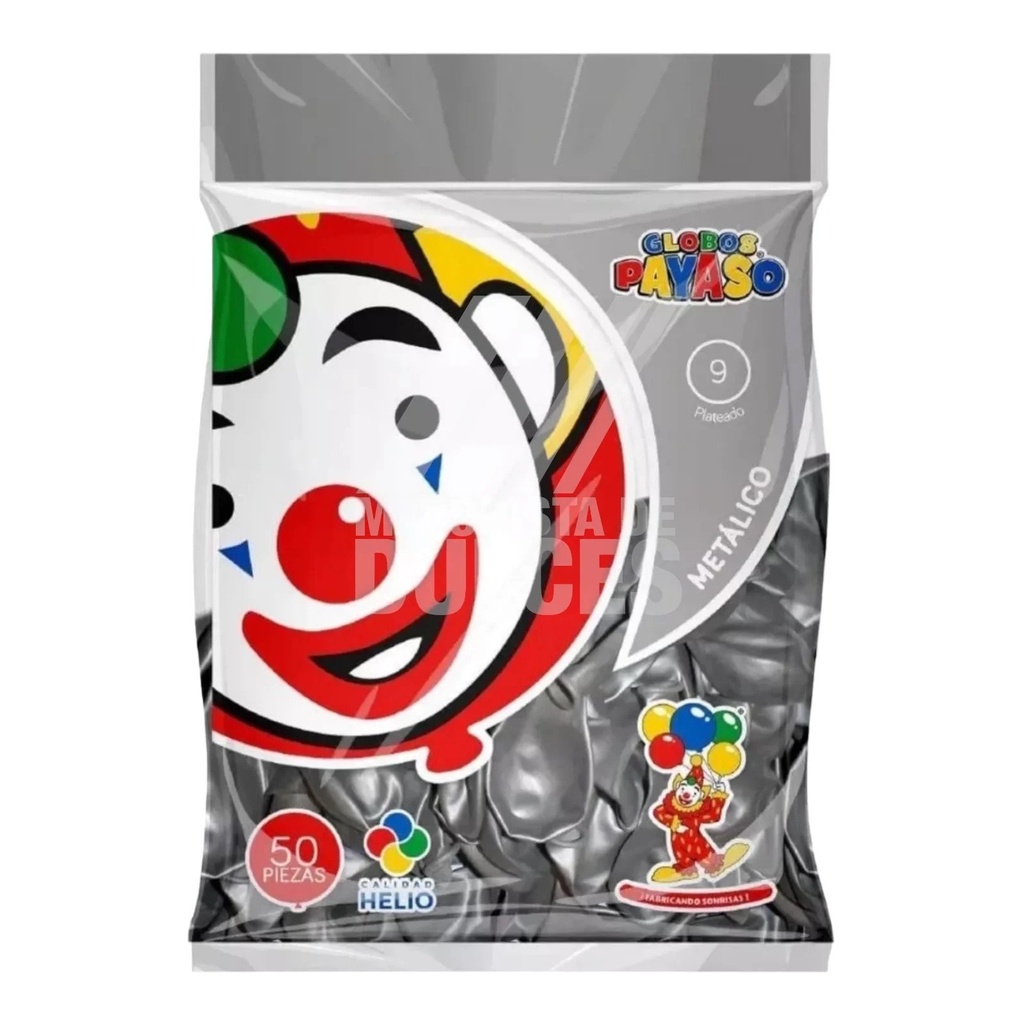 Globo Metálico #9 Plata Metálico El Payaso C/50u