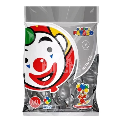[GM9E-PLA-0652] Globo Metálico #9 Plata Metálico El Payaso C/50u