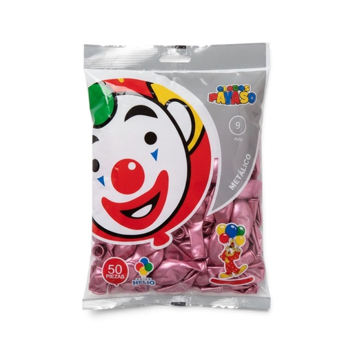 [GM9E-ROS-0647] Globo Metálico #9 Rosa Metálico El Payaso C/50u
