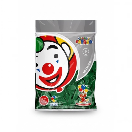 [GM9E-VER-0649] Globo Metálico #9 Verde Metálico El Payaso C/50u