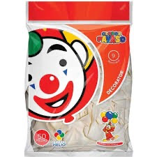 GLOBO REDONDO DECORATIVO SÓLIDO 9" BLANCO EL PAYASO C/50u