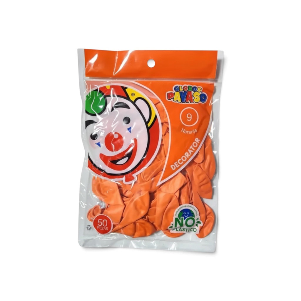 Globo Redondo Decorativo Sólido 9" Salmón El Payaso C/50u