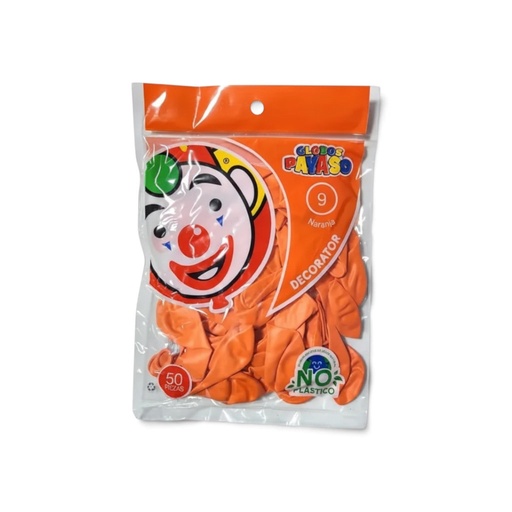 [GRDS-SAL-0667] Globo Redondo Decorativo Sólido 9" Salmón El Payaso C/50u