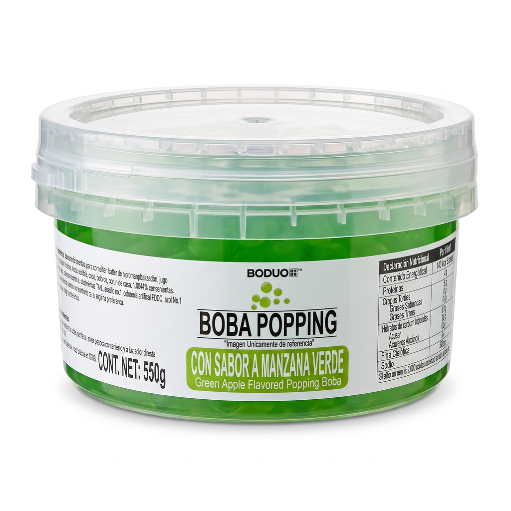 PERLAS EXPLOSIVAS SABOR MANZANA VERDE BODUO C/500Gr