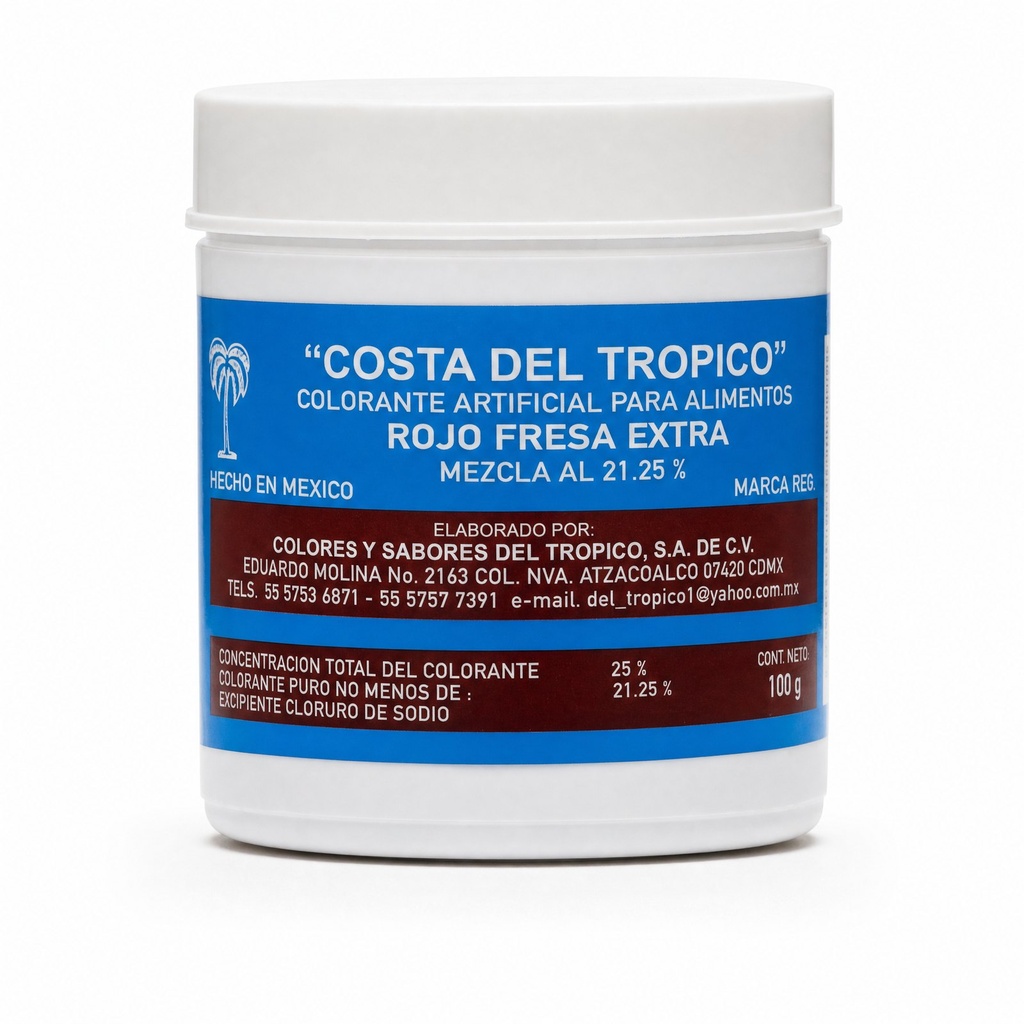 Colorante en Polvo Tropico Rojo Fresa 100G
